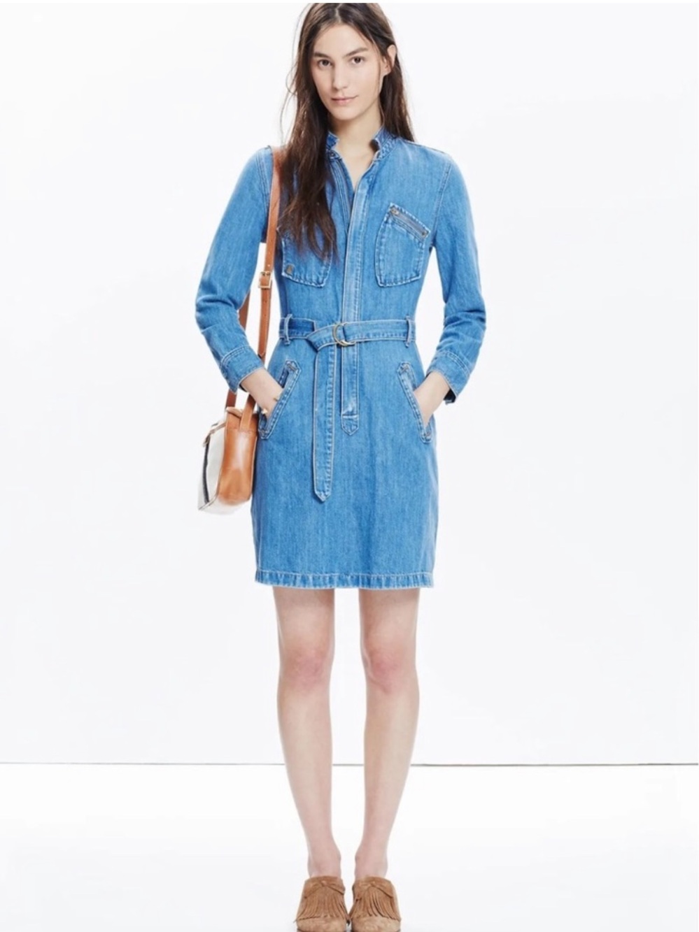 Madewell X Daryl K Denim Belted Shirt Dress - Blue size 2